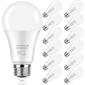 LED Light Bulbs 100 Watt Equivalent 1600 Lumens, A19 14W Super Bright Daylight White 5000K LED Bulbs, Standard E26 Medium Screw Light Bulbs Non-Dimmable, 25000+Hrs Lifespan, No-Flicker, 12-Pack