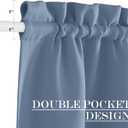 NICETOWN Blackout Door Curtain Thermal Insulated Blackout Window Cover for French & Front Doors with Adjustable Tieback, Room Darkening Shade for Privacy, Stone Blue, W30 x L50, 1 Panel