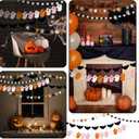2 x Breling 4 Pcs Halloween Ghost Garland Banner Pink Black White Orange Ghost Bats Pompom Stars Hanging Banners Halloween Party Banner Decorations for Houses Doorways Haunted Indoor Outdoor Home Decor