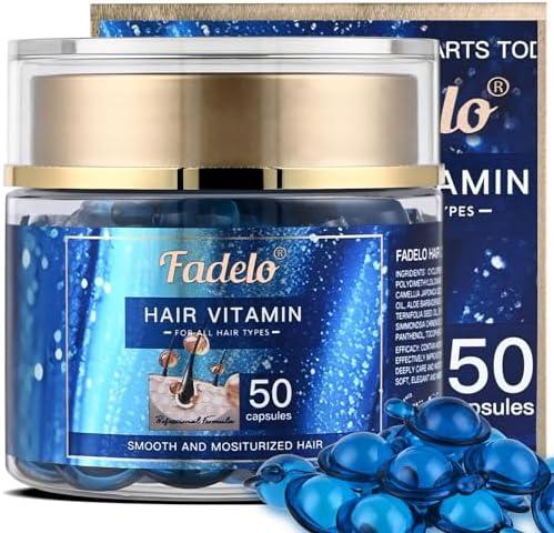 Fadelo Hair Oil Capluse for Frizzy & Dry Hair, Keratin Styling with Argan, Jojoba & Avocado Oils - No Rinse Serum with Vitamin A C E and Pro B5, 50pcs
