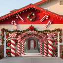 7 x 16 ft Christmas Garage Door Cover, Large Lollipop Holiday Garage Door Christmas Decorations Banner Backdrop Hanging Photography Decor for Indoor Outdoor House Lawn Party Background