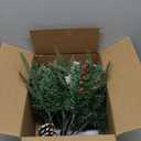 Prelit Small Christmas Tree 20" with 50 Warm LED Timer Lights, Battery Operated Xmas Tree with Red Berries & Pinecones, Frosted Urn Filler, Outdoor for Porch and Pathway,1 Pack (Snow Berry Tree)