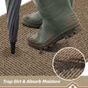 BEQHAUSE Dirt Trapper Door Mat 20" x 32", Non-Slip Washable Doormats Entrance Mat, Dirt Resistant and Absorbent Welcome Mat, Low Profile Floor Mats for Front Back Door and Entryway, Beige