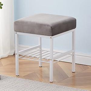 Cpintltr Multifunctional Vanity Stools Velvet Footstool Ottoman Shoe Changing Stool Makeup Stool Storage Stool Footrest Vanity Stool Small Footstool Pouf Ottoman Ottoman Stool for Makeup Room Grey