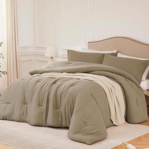 California King Comforter Set Taupebrown,3PCS Soft Lightweight Breathable Bedding Comforter Sets for All Season, Cal King(104''96'' Comforter & 2 Pillowcases) (Cal King (104"x96"), Taupebrown)