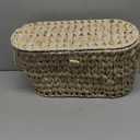 Toilet Paper Basket,Wicker Toilet Paper Storage with Lid,Decorative Boho Wicker Basket for Bathroom,Free Standing-Cream White