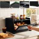 Bread Box for Kitchen Countertop, Large Bread Box, Wooden Farmhouse Bread Storage Container for Homemade Bread with Acrylic Window (BLACK), 15.75 x 10.43 x 8.46 inches