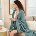 EMME Cotton Blanket Queen Size for Bed Soft Large Muslin Bed Blankets 90"x90" Lightweight Breathable Layering Bedspread All Season Gauze, Teal