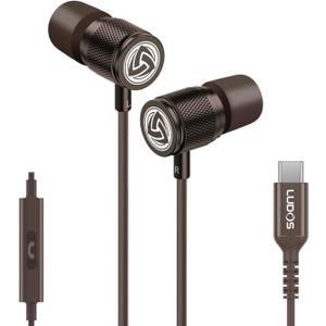 LUDOS Ultra USB C Headphones for iPhone 17 16 15 Pro Max Plus Air iPad Pro, 5 Years Warranty, Magnetic USB-C Earbuds for Samsung Galaxy S24 S23 Ultra S22 S21 FE S20 A55 A54 A53, USB Type C Earphones (Brown)