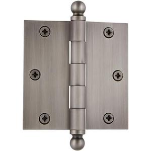 Nostalgic Warehouse Ball-Tip Residential Door Hinge with Square Corners (3.5" x 3.5" - Square, Antique Pewter)