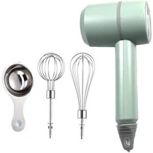 Hand Mixer, Portable Electric Cordless Handheld Mixer, 3-speed Usb Rechargeable with Twin Mixer Whips and Egg Separator for Butter, Cream,Kitchen Baking and Cooking (Green)