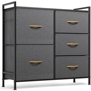 ROMOON Dresser for Bedroom, Storage and Organizers for Closet with 5 Drawers, Small Fabric Dresser and Chests of Drawers for Kids Bedroom, Nursery, Living Room, Hallway (Dark Grey)