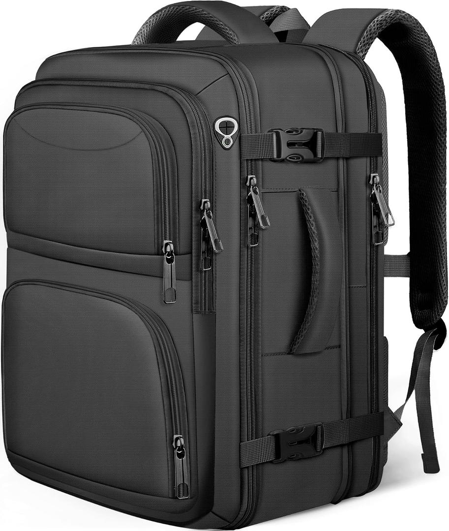 Travel Backpack, Expandable Carry on Backpack for Men, TSA 17.3 inch Laptop Bag Flight Approved, Lightweight Business Luggage Bag, Travel Gifts for Men Women, Black, X-Large