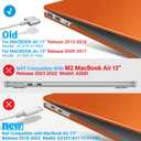 IBENZER Compatible with Old Version MacBook Air 13 Inch Case (2010-2017 Release). Models: A1466 / A1369, Plastic Hard Shell Case with Keyboard Cover for Mac Air 13, Orange, A13OR+1