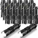 Fumete 20 Pieces LED Flashlight Mini 3 Mode Tactical Torch Small Water Resistant Pocket Flash Light Adjustable Focus Light Pen for Men, Father, Indoor Outdoor Hiking(Black)