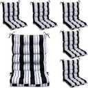6 Pack High Back Outdoor Chair Cushions Bulk Waterproof Indoor Outdoor Chair Cushion Seat and Back Rocking Chair Cushion Thickened Patio Chair Pad for Indoor and Outdoor (Classic Strip)
