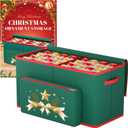 Christmas Ornament Storage Box Fits 128-3'' Holiday Ornaments Christmas Ornament Organizer Storage Box Christmas Decorations with Dividers (Green)