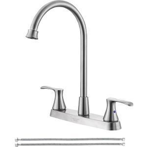 2-Handle Faucet for 3-Hole Kitchen Sink, Stainless Steel Brushed Nickel Centerset Kitchen Sink Faucet for RV,Camper and Utility Sink