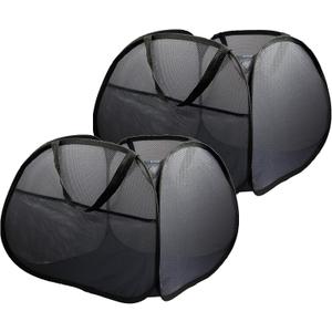 2 Pack Collapsible Laundry Baskets, 90L Large Foldable Laundry Basket, Durable Mesh Pop Up Hampers for Laundry, Dirty Clothes Laundry Hamper for Bedroom, Bathroom, Dorm, Laundry Room, Travel Black