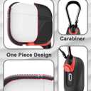 for AirPods Pro 3 Case Silicone - Waterproof, Shockproof, Drop Protection, Textured Design, Wireless Charging Supported, One-Piece Folding Design with Carabiner for Apple AirPods Pro 3rd Gen - Black