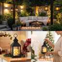 2 Pack 10.2” Candle Lanterns Decorative Indoor Hanging Lanterns with Warm Flickering LED Candle 6 Hours Timer,Black Battery Powered Candle Lantern Table Centerpiece Mantle Shelf Home Decor