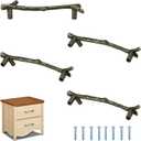 Tree Twig Drawer Knobs Vintage Dresser Door Knobs Zinc Alloy Pulls for Furniture Cabinets Cupboard Closet Handles Pull Knob 4 Pcs (Bronze, 96mm)