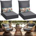 Patelai Set of 2 Outdoor Deep Seating Cushions for Patio Furniture 24 x 24 Inch Replacement Patio Chair Cushions with Back Pads and Pillows, Waterproof Fade Resistant Non-Slip Bottom & Straps (Grey)