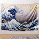 IcosaMro Great Wave Tapestry for Bedroom 60x82.7 Inch Large Wall Hanging Art Wall Decor with Hemmed Edges, Ocean Wall Blanket Home Decor for Bedroom College Dorm, The Great Wave Off Kanagawa