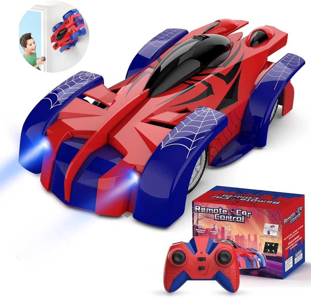 Wall Climbing Remote Control Car, Dual Mode 360 Rotating RC Stunt Cars with Headlight,Rechargeable Toys for Boys Gift for Boys 4 5 6 7 8-12 Year Old (Red)