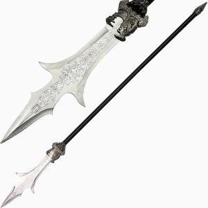 Three Pointed Two Blade Sword Stainless Steel Decorative Prop, Movie Cosplay Ornament Decoration 57.48 inches