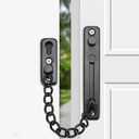 KAFENDA Security Door Chain Lock Sturdy Door Lock Latch for Inside Door Stainless Steel Hotel Door Lock with Spring Button Door Locks for Kids Safety (Black)