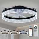 Modern Ceiling Fans with Lights and Remote,20" Low Profile Ceiling Fan with Light,7 Blades Flush Mount Ceiling Fan with Lights,6 Speeds, Reversible,3000k-6500k Dimmable LED (Black)