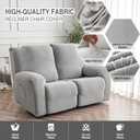 Gennia Waterproof Recliner Loveseat Cover,Stretch Reclining Sofa Covers with Pockets,Washable Lazy Boy Recliner Slipcovers,Leakproof Couch Protector for Kids, Pets, Dog and Cat (2 Seat, Light Gray)