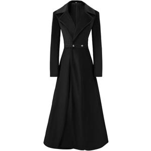 Womens Victorian Trench Coat Double Breasted Long Jacket Medieval Vintage Windbreaker Overcoat, XXL