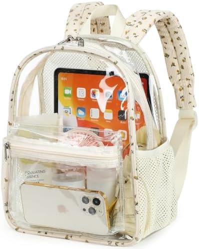 BTOOP Clear Mini Backpack for Stadium Events 12x12x6 Small Transparent Backpacks Plastic See Through Clear Bag for Concerts Work Festival Security Travel