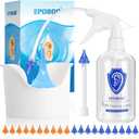 Ear Wax Removal Spray Kit  Safe, Gentle & Effective Ear Irrigation, FSA-HSA-Eligible, 500ml Bottle with Basin, Drying Bulb, 20 Reusable Tips, Rigid Pipe for One-Person & Flex Tube for Family Use