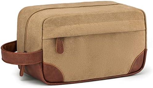Vorspack Travel Toiletry Bag - Hanging Toiletry Bag for Men Water Resistant Canvas Shaving Bag with Large Capacity for Travel - Brown