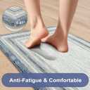 KIMODE Anti Fatigue Kitchen Mats 2PCS, Non-Slip Waterproof Kitchen Rugs, Cushioned Kitchen Mat for Floor, Comfort Standing Mat for Sink, Laundry, Office, Desk Blue and Grey 20"x47"+20"x32"