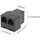 3Female Telephone Splitter Adapter Cable,Telephone Landline Cable Connector and Separator (RJ12 6P6C-3 Pack)