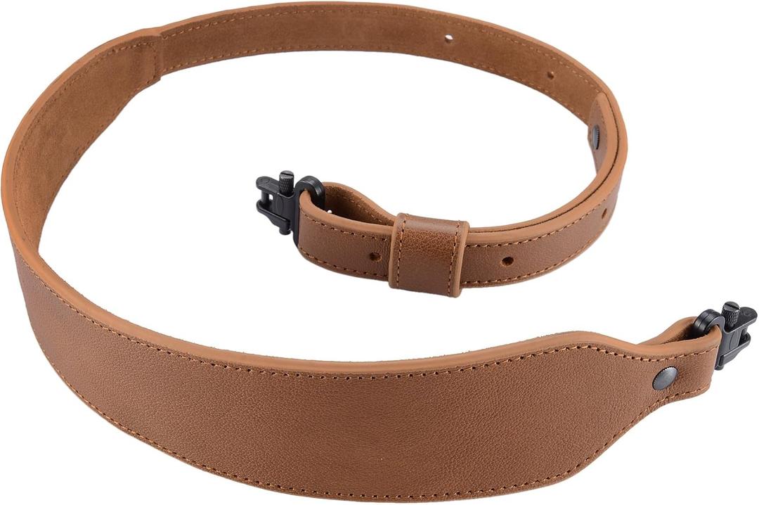Raiseek Rifle Sling Buffalo Hide Leather Sling with Swivels, Durable Gun Strap, Metal Hardware 1" Wide (Brown)
