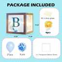 Uptotop Baby Shower Decorations Clear Balloon Blocks with Fairy String Lights, 4 Pack Transparent Balloon Boxes Including 30 Letters, 4 Warm White Fairy Lights & 36 Latex Balloons, Blue