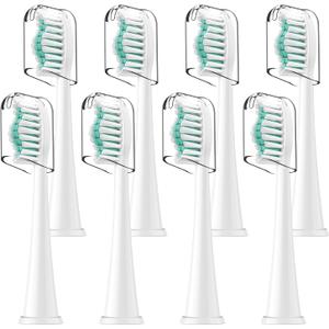 Replacement Toothbrush Heads Compatible with Philips Sonicare Click-on Handles, 8 Pack, Dupont Bristles with Protective Cover