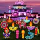 Amyhill 12 Pcs Happy Diwali Yard Sign Lawn Decor Lights Festival Party Signs Waterproof Happy Diwali Yard Outdoor Decorations with Stakes for Indian Lights Holiday Party Lawn Ornaments Decorations