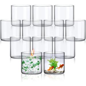 Sieral 12 Pack Glass Cylinder Vases Clear Flower Vase Tall Floating Candle Holders Centerpiece Vases for Table Home Wedding Decorations Formal Dinners (4 Inch)
