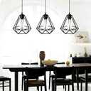 Metal Pendant Lamp Shade Cover, 8 Inch Black Hanging Light Bulb Cage Covers Guard, Industrial Iron Replacement Light Shade, Vintage Light Fixture Covers Decorative Shade Only, 3 Pack, E26