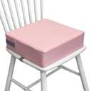Toddler Booster Seat for Dining Table, 2 Elastic Seat Belts, Anti Scratch PU Skin-Friendly, Waterproof, Anti-Wrinkle, Detachable Non-Slip Bottom - Pink