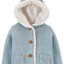 Carter's Unisex Baby Boys and Baby Girls Button Front Hooded Sherpa-Lined Cardigan Jacket 18 Months