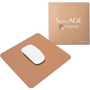 SenseAGE Slim Mouse Pad for Home/Office, Portable Mouse Mat for Computer & Laptop, Fabric Style Vegan Leather, Non-Slip Base, Compatible with Laser and Optical Mouse, 8.66 x 8.66 (Brown)