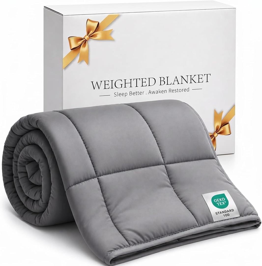Smart Queen Weighted Blanket 25lbs (78”x85”,Grey) King Size Soft Cooling Heavy Blanket for Sleeping, Breathable All Season Comfort with Premium Glass Beads,Machine Washable