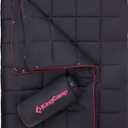 KingCamp Ultralight Camping Blanket, Packable Down Alternative Puffy Wearable Blankets Weatherproof Warm Package Quilt with Snap Buttons for Outdoor Hiking Travel Picnic Stadium (69"L x 53"W, Black)